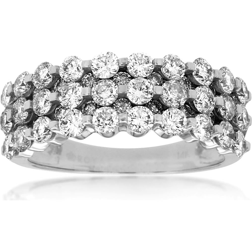 Royal 14K White Gold Diamond Wedding Band with Round Diamonds - 1.95 Carats Total Diamond Weight