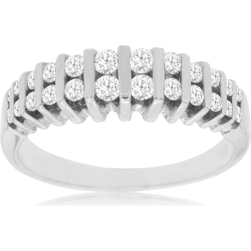 Royal 14K White Gold Diamond Wedding Ring - 0.55 Carat Total Diamond Weight