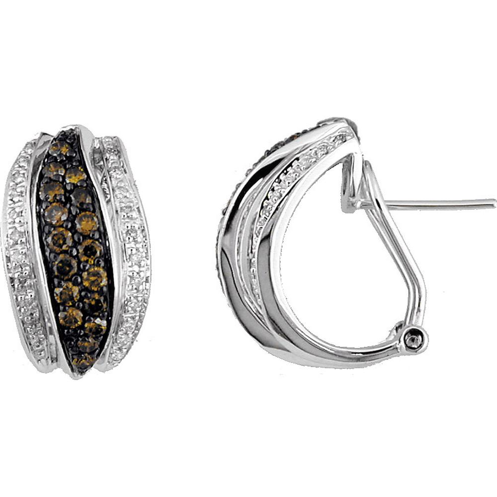 Royal 14K White Gold Drop Earrings with Diamond & Mocha Diamond - 0.16 Carat Total Diamond Weight