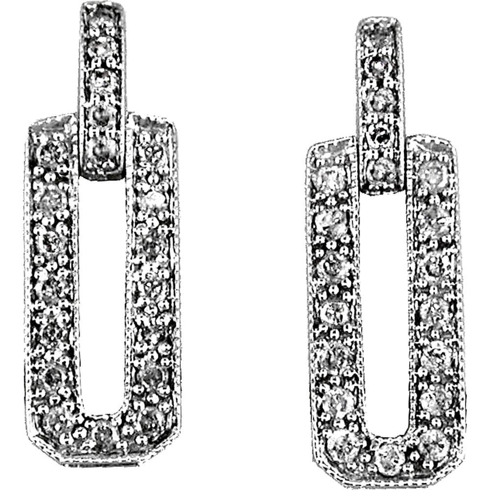 Royal 14K White Gold Drop Earrings with Pave Set Round Diamonds - 0.50 Carat Total Diamond Weight