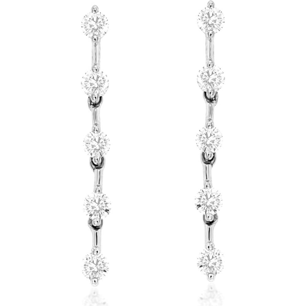 Royal 14K White Gold Drop Earrings with Round Brilliant Diamonds - 0.51 Carat Total Diamond Weight