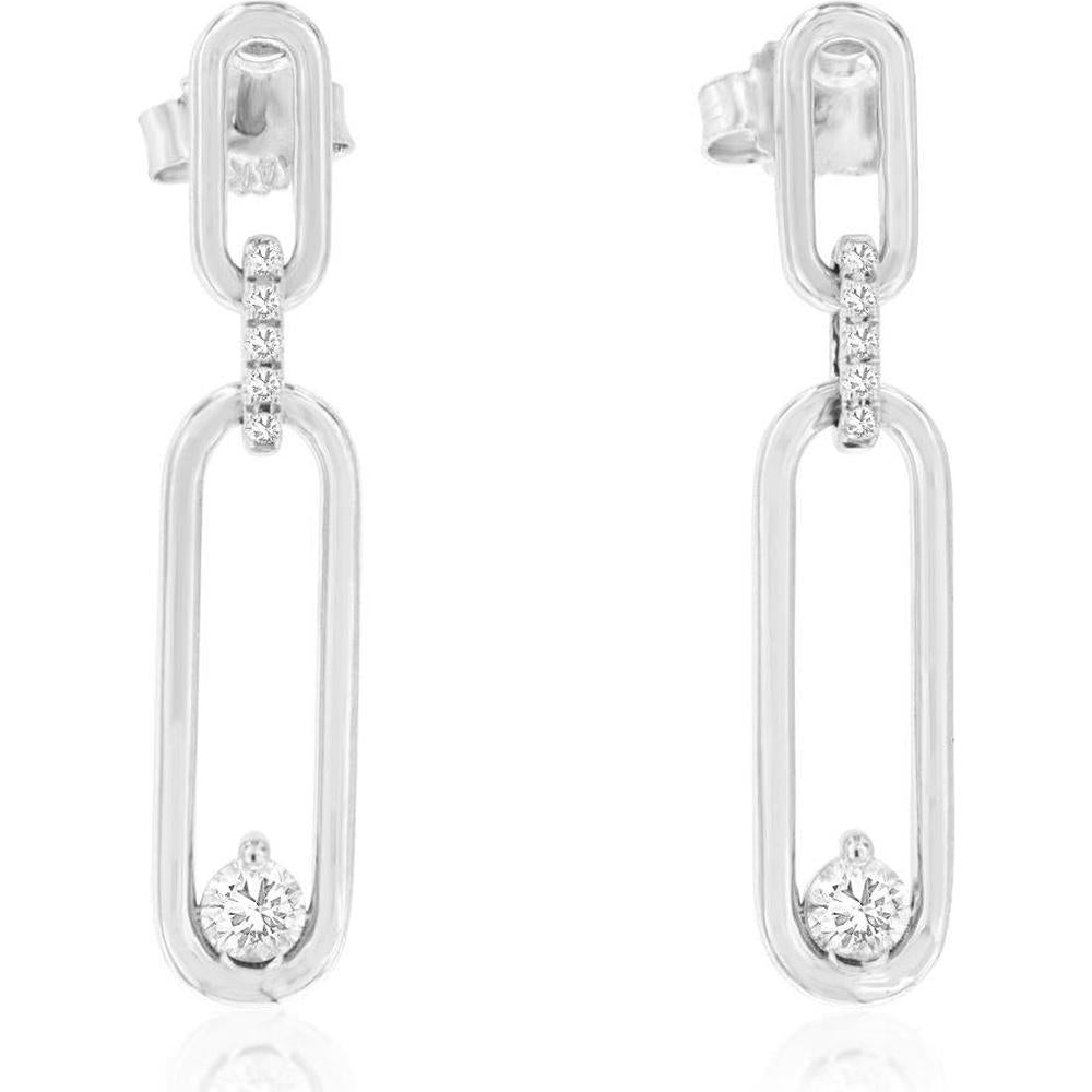 Royal 14K White Gold Drop Earrings with Round Diamonds - 0.20 Carats Total Diamond Weight
