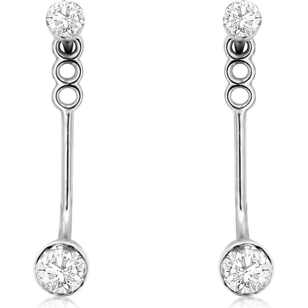 Royal 14K White Gold Drop Earrings with Round Diamonds - 0.46 Carat Total Diamond Weight