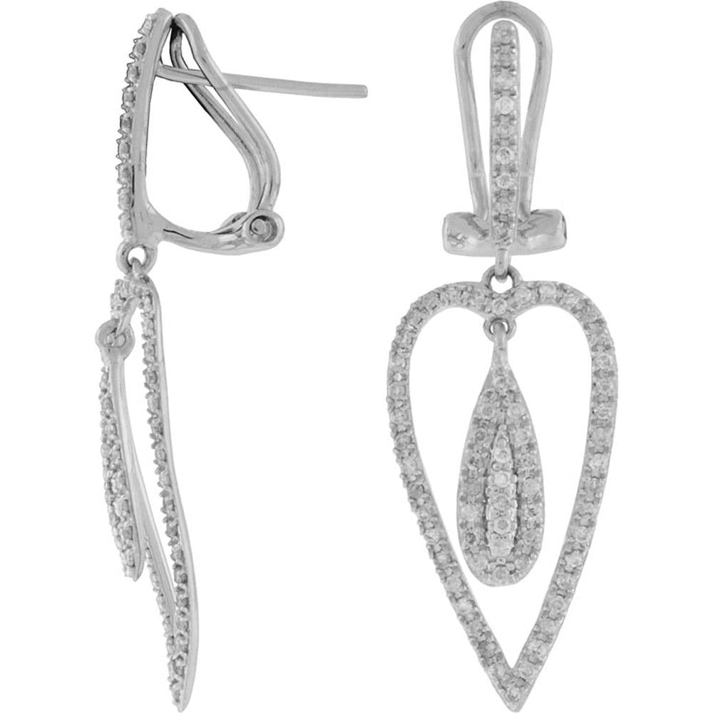 Royal 14K White Gold Drop Earrings with Round Diamonds - 0.54 Carat Total Diamond Weight