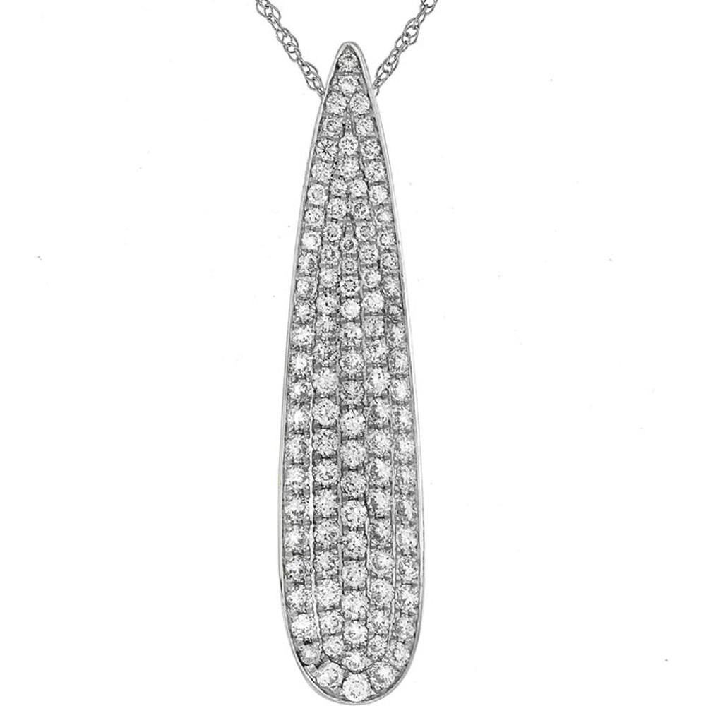 Royal 14K White Gold Drop Pendant with Pavé-Set Round Diamonds - 1.64 Carats Total Diamond Weight