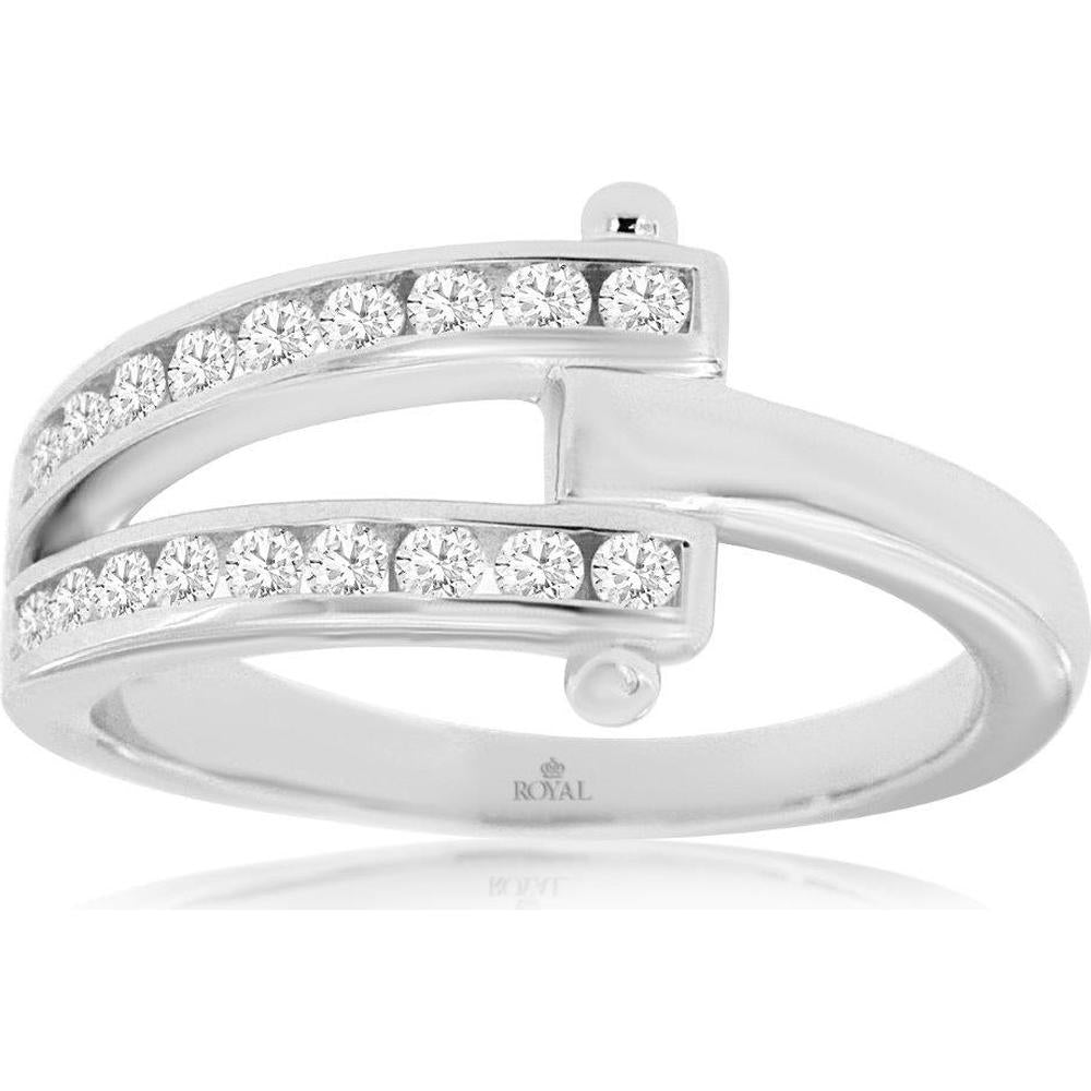 Royal 14K White Gold Dual Row Diamond Ring - 0.38 Carat Total Diamond Weight