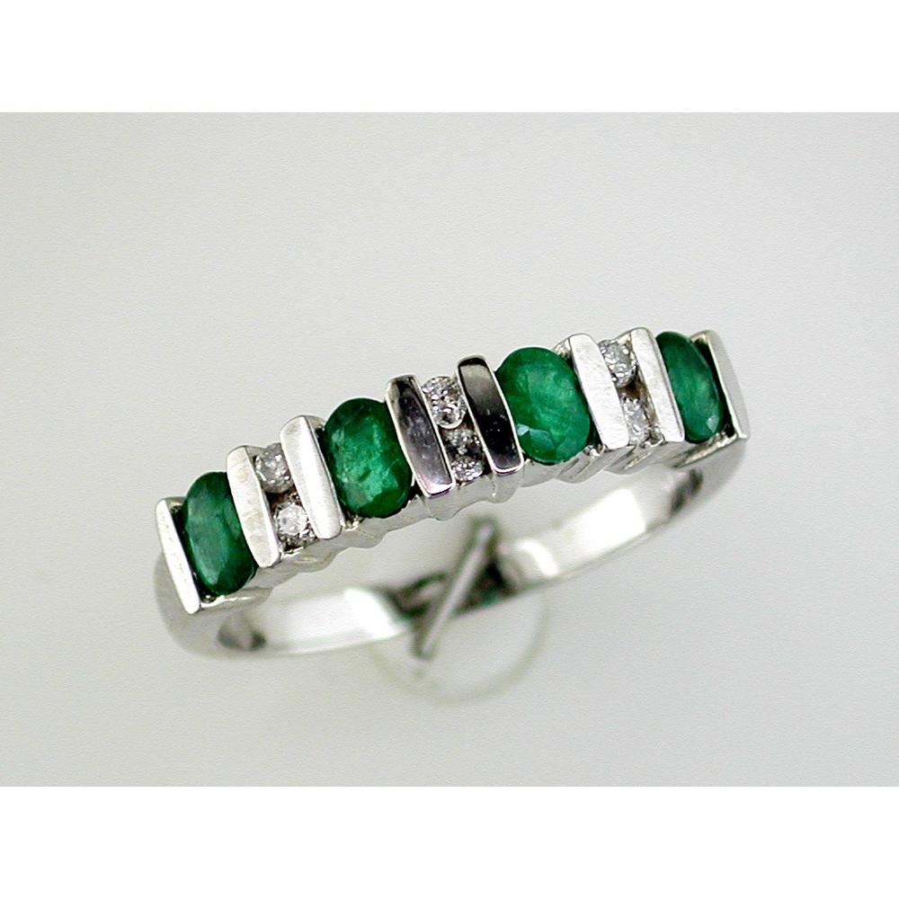 Royal 14K White Gold Emerald & Diamond Band - 0.89 Carat Total Gem Weight