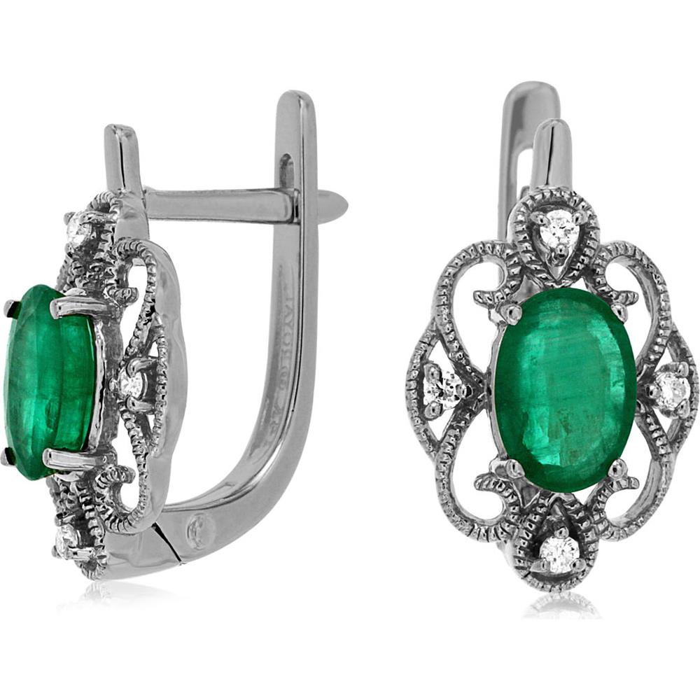 Royal 14K White Gold Emerald & Diamond Earrings - 1.60 Carat Total Emerald Weight
