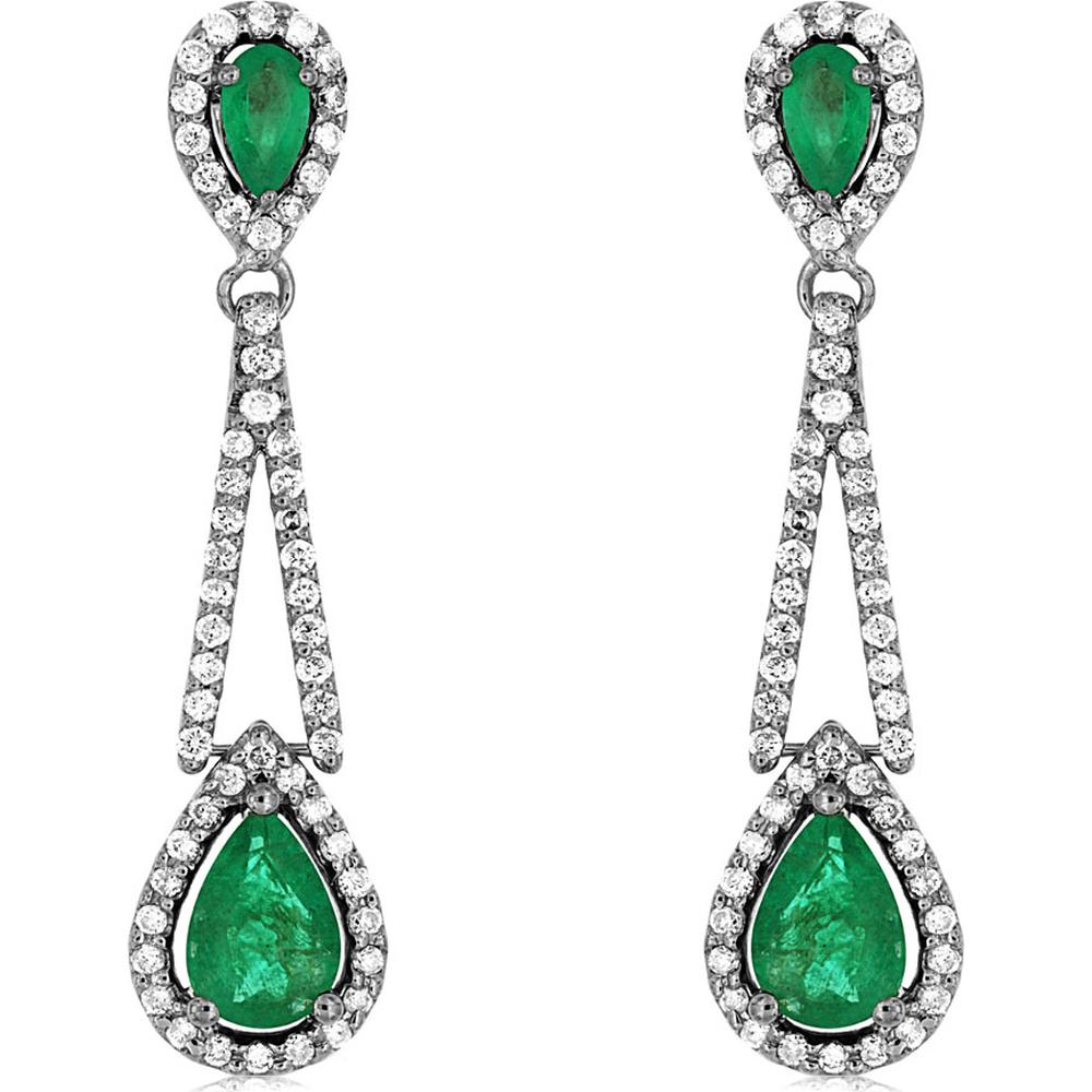 Royal 14K White Gold Emerald & Diamond Earrings - 2.46 Carat Total Gem Weight