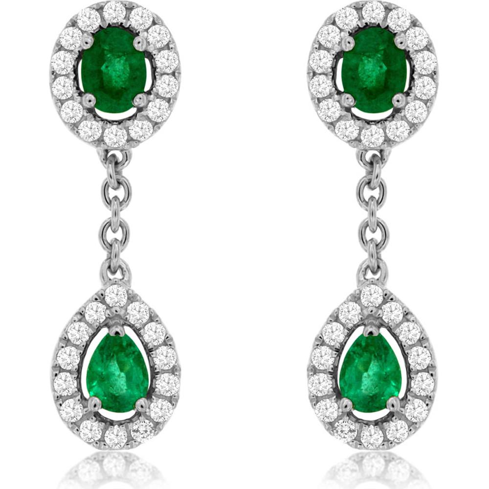 Royal 14K White Gold Emerald & Diamond Earrings - Exquisite Forest Glamour