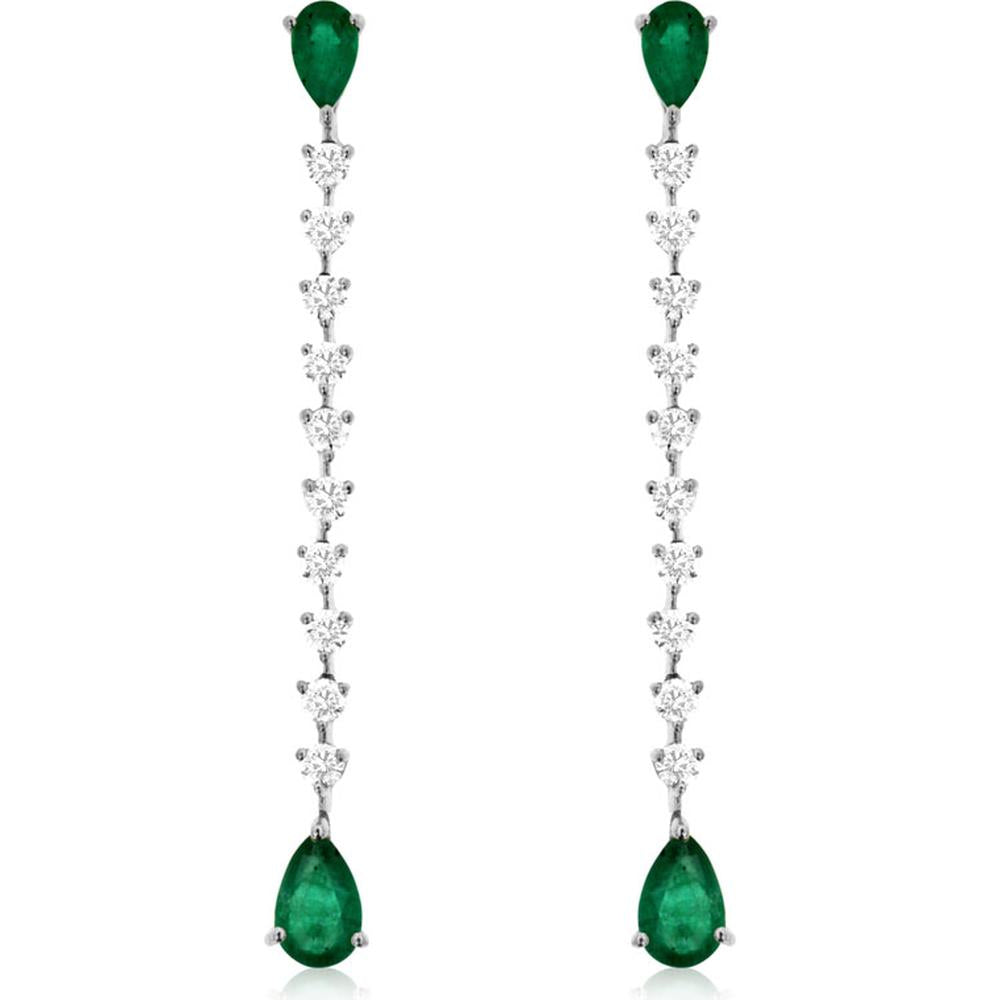 Royal 14K White Gold Emerald & Diamond Earrings - Exquisite Nature-inspired Elegance