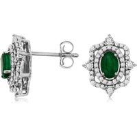Royal 14K White Gold Emerald & Diamond Earrings - Timeless Elegance & Nature's Charm