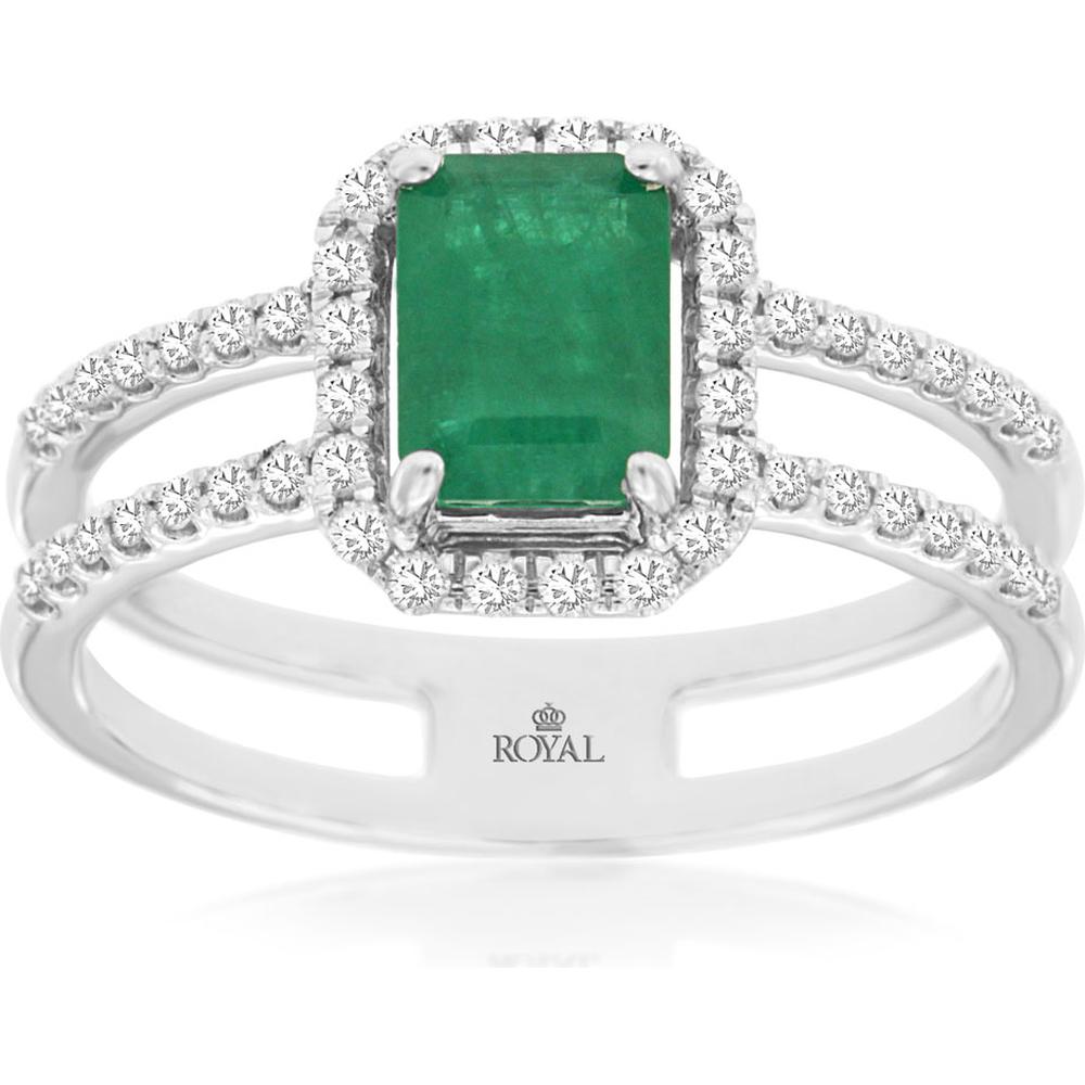 Royal 14K White Gold Emerald & Diamond Earrings - Timeless Elegance and Radiant Glamour