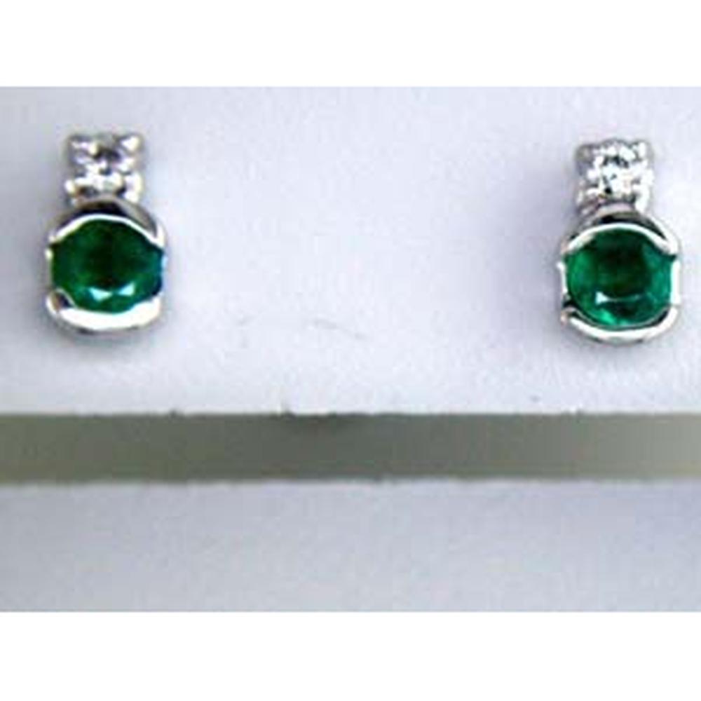 Royal 14K White Gold Emerald and Diamond Earrings - Timeless Elegance