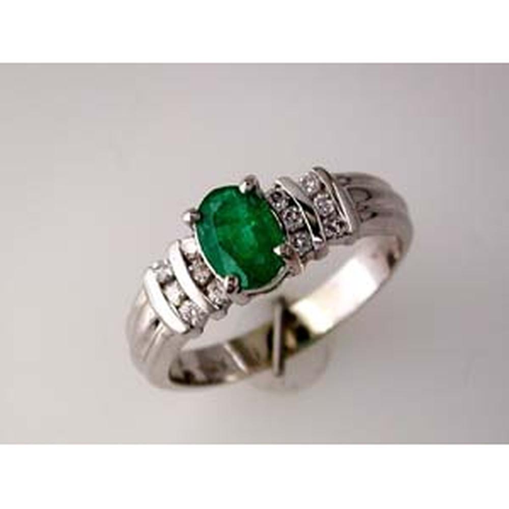 Royal 14K White Gold Emerald and Diamond Eternal Bliss Ring - 0.75 Carat Emerald, 0.23 Carat Diamonds