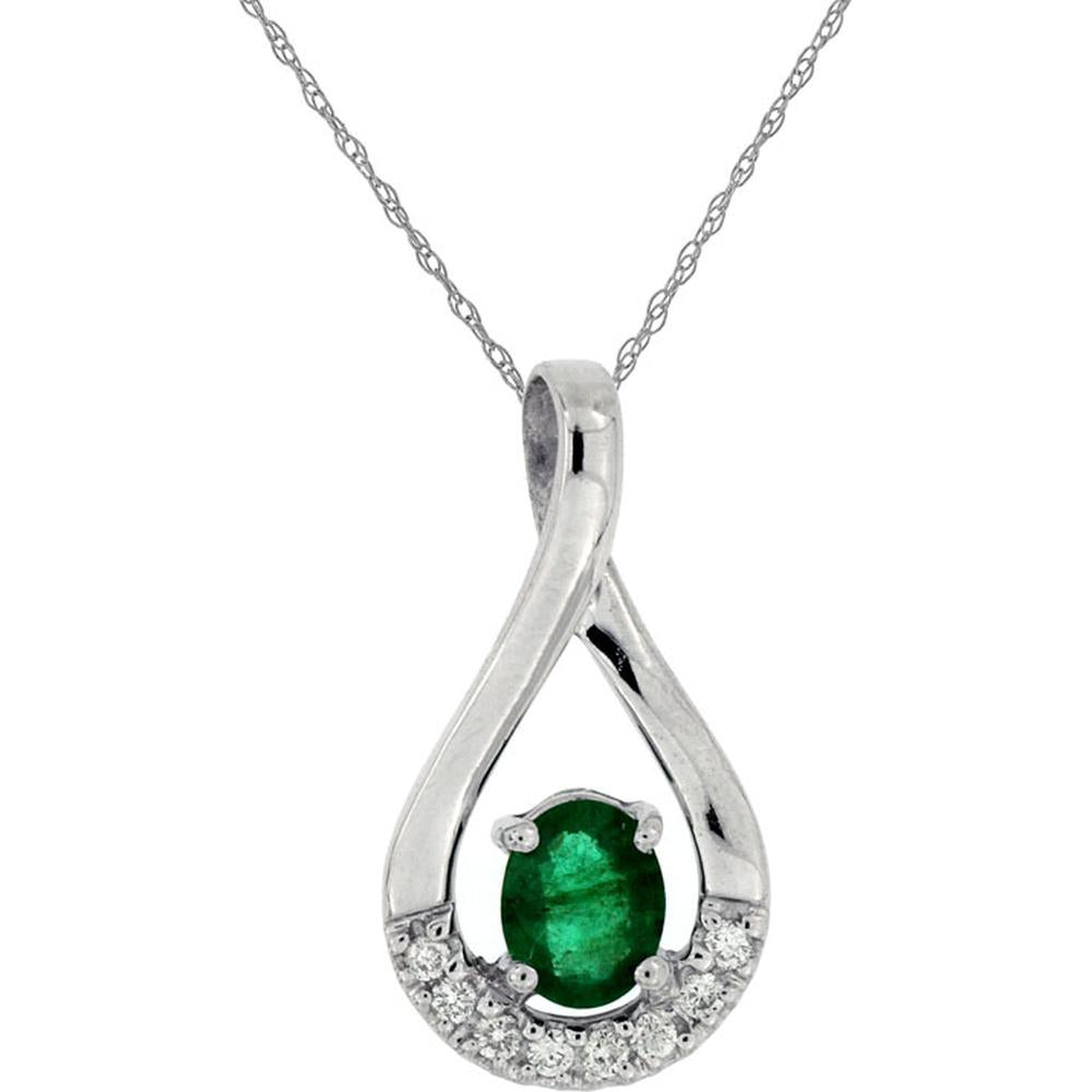 Royal 14K White Gold Emerald & Diamond Pendant - Nature's Brilliance