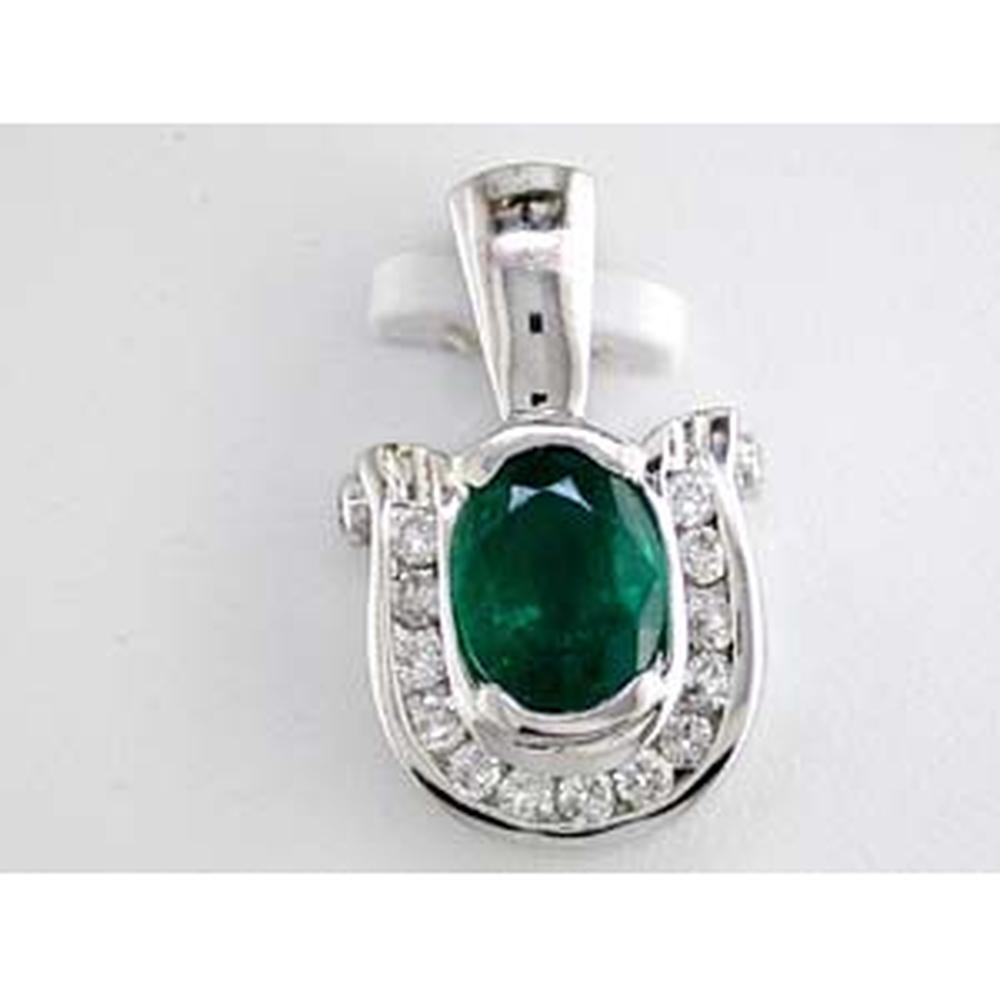 Royal 14K White Gold Emerald & Diamond Pendant - Timeless Elegance