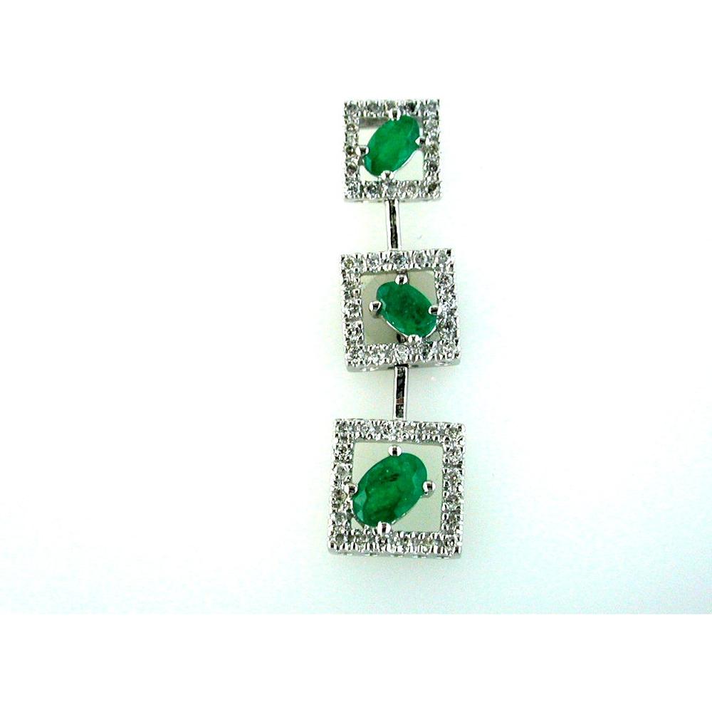Royal 14K White Gold Emerald and Diamond Pendant - Timeless Elegance