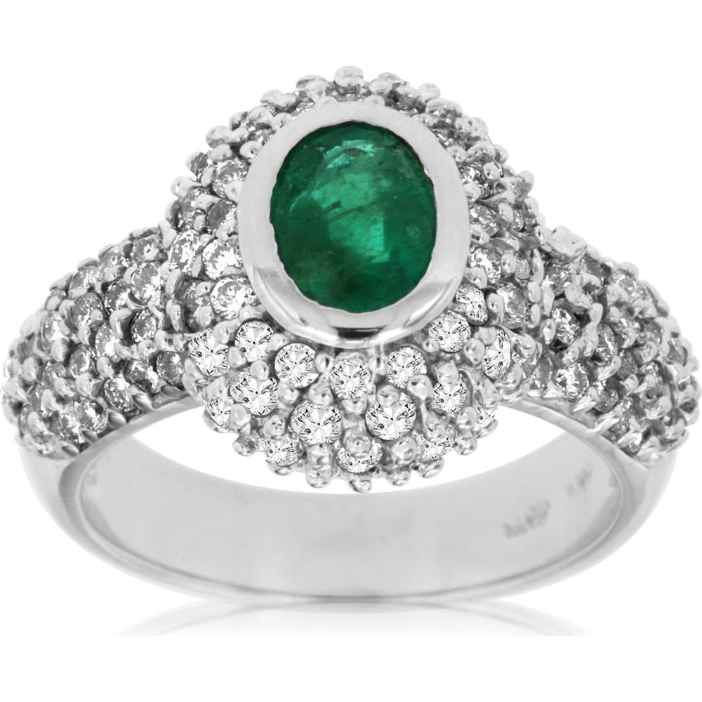 Royal 14K White Gold Emerald and Diamond Ring - 2.25 Carat Total Gem Weight