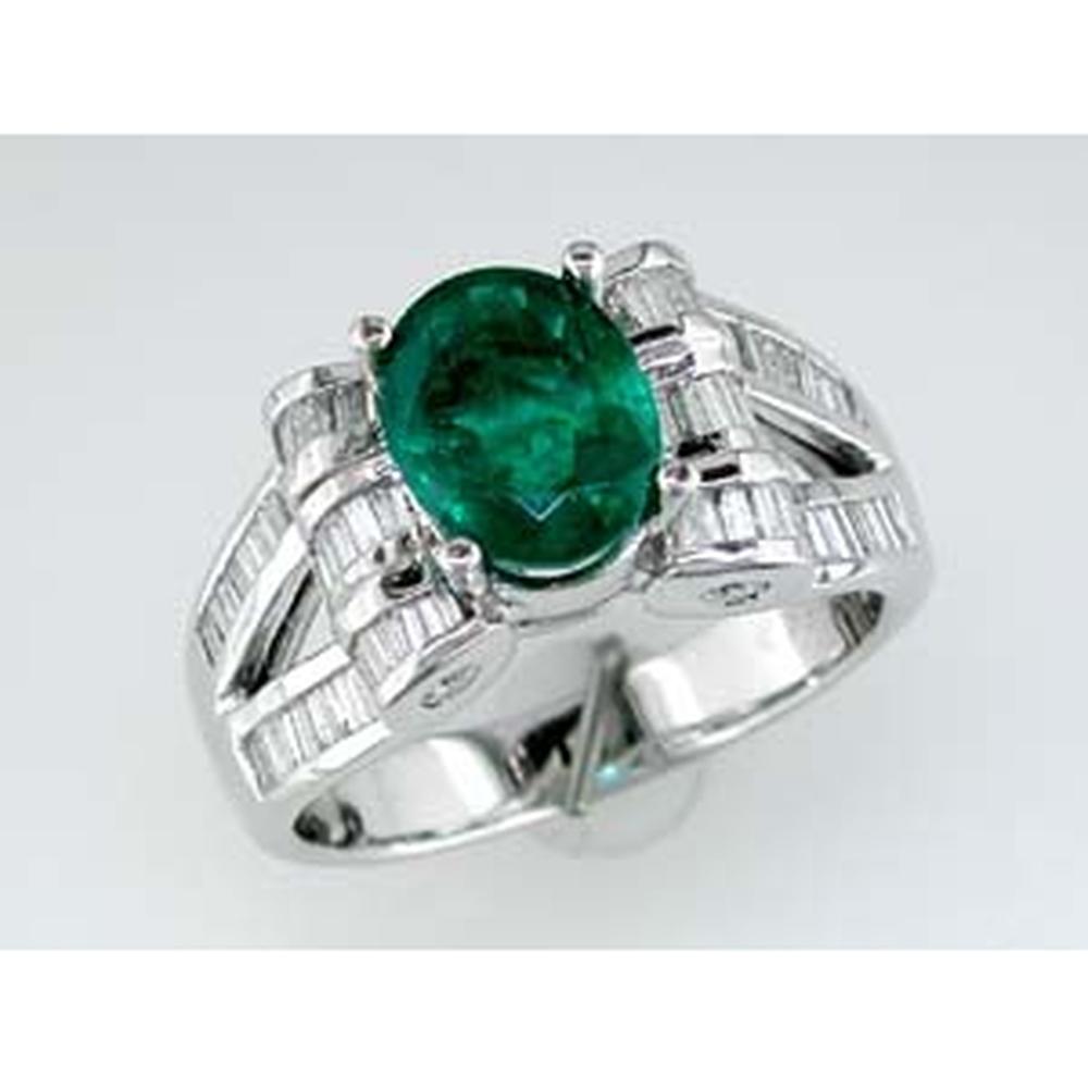 Royal 14K White Gold Emerald & Diamond Ring - 2.75 Carat Total Gem Weight