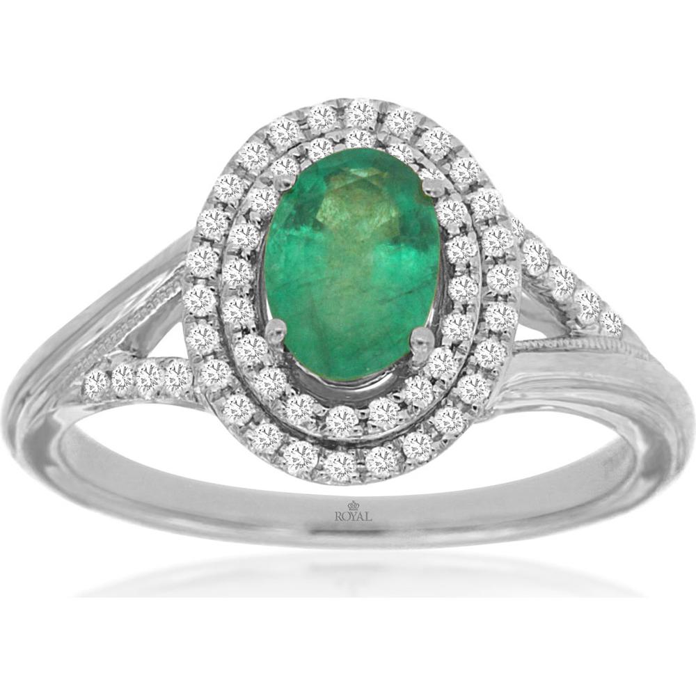 Royal 14K White Gold Emerald and Diamond Ring - Elegant Beauty