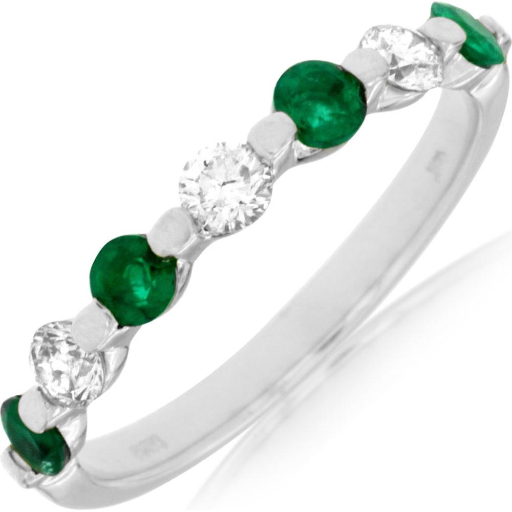 Royal 14K White Gold Emerald & Diamond Ring - Exquisite Elegance