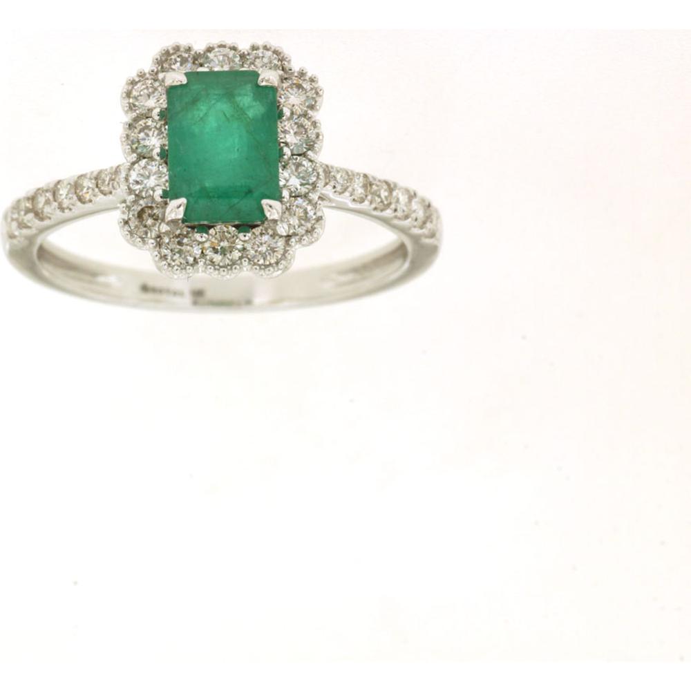 Royal 14K White Gold Emerald and Diamond Ring - Exquisite Elegance