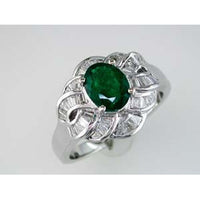 Royal 14K White Gold Emerald & Diamond Ring - Exquisite Nature-inspired Elegance