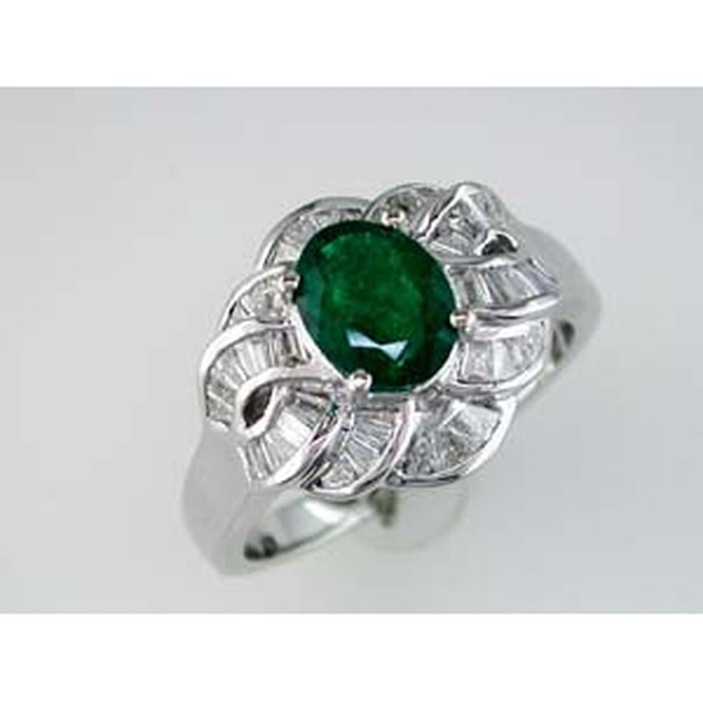 Royal 14K White Gold Emerald & Diamond Ring - Exquisite Nature-inspired Elegance
