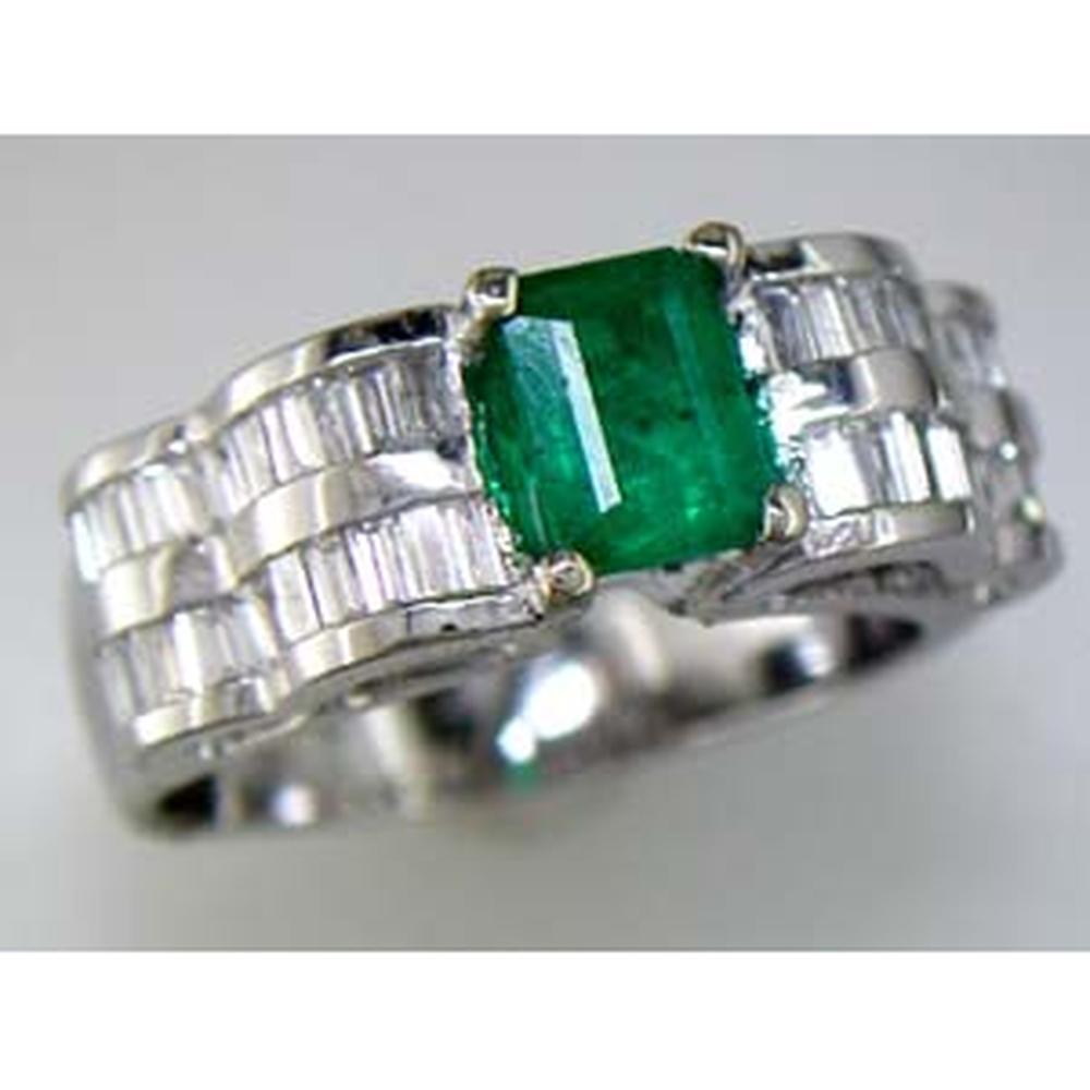 Royal 14K White Gold Emerald & Diamond Ring - Nature's Elegance