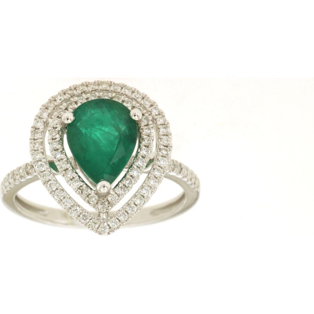 Royal 14K White Gold Emerald & Diamond Ring - Nature's Elegance