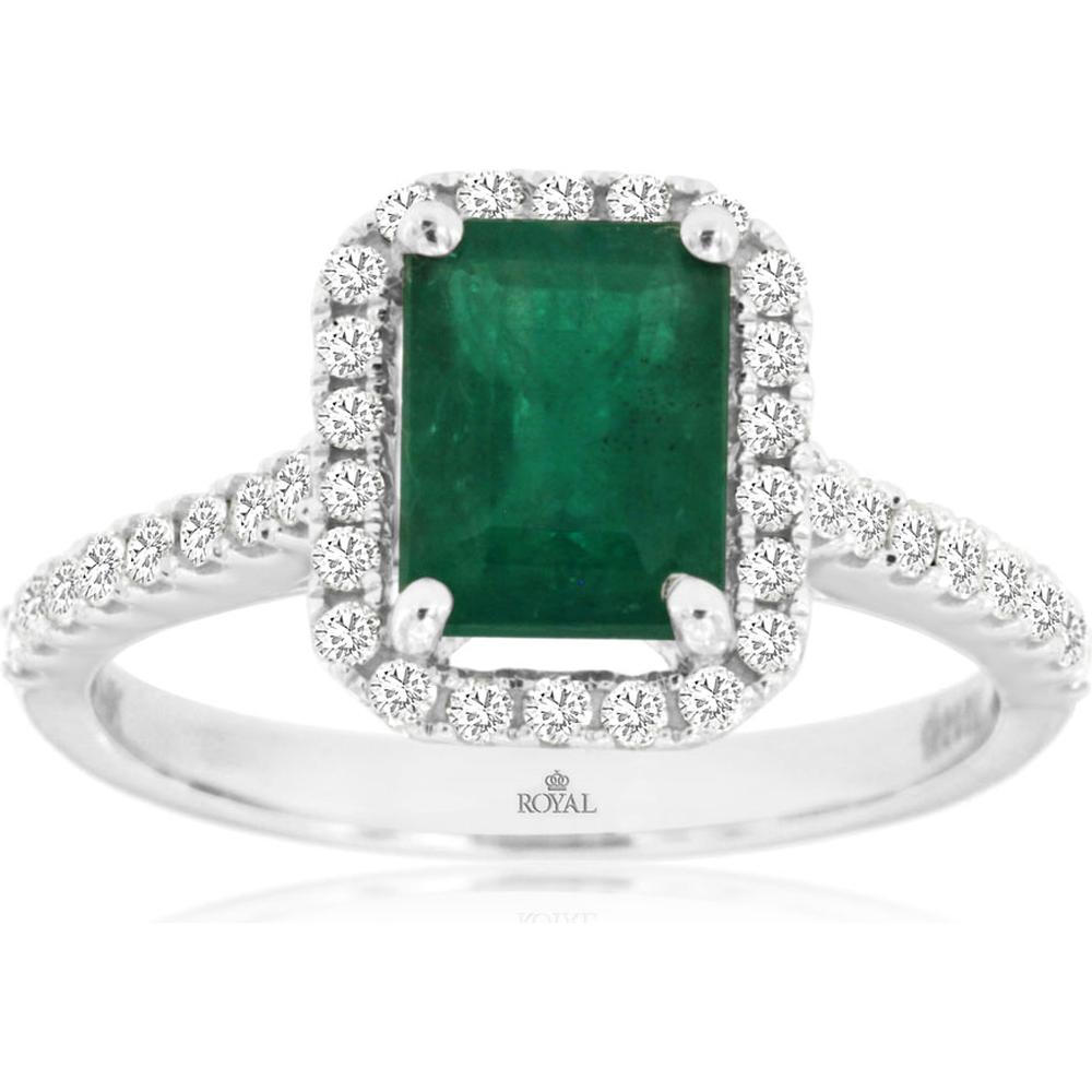 Royal 14K White Gold Emerald & Diamond Ring - Nature's Elegance