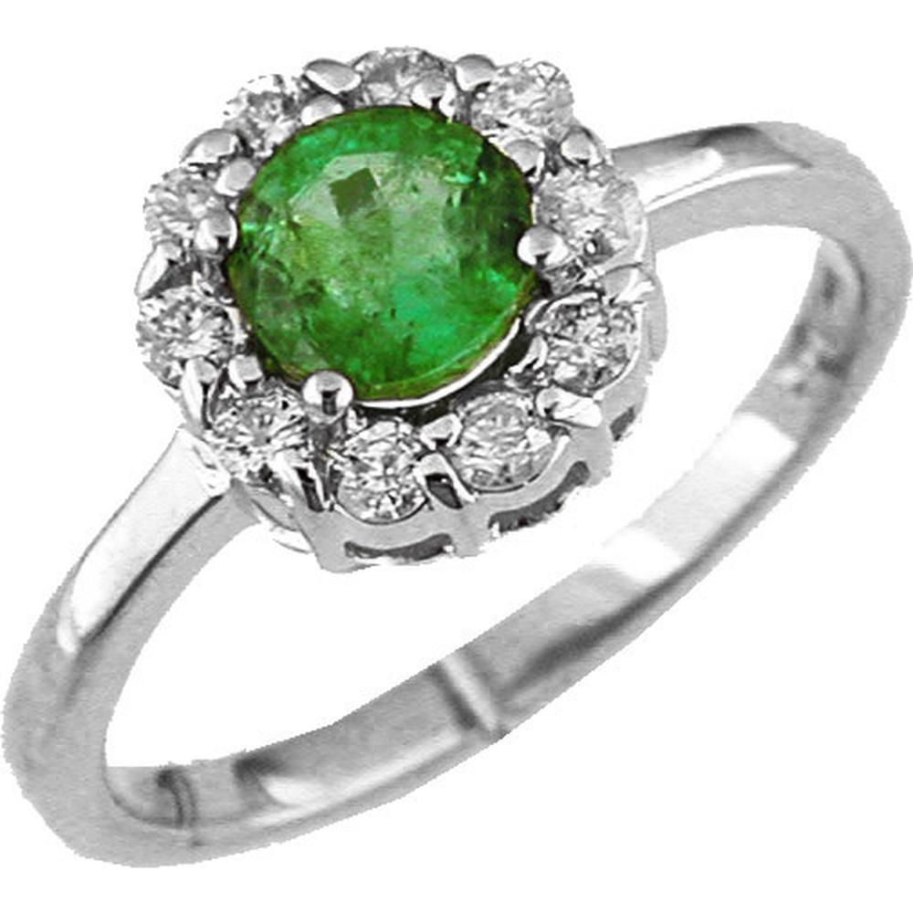 Royal 14K White Gold Emerald & Diamond Ring - Princess Di Inspired Elegance