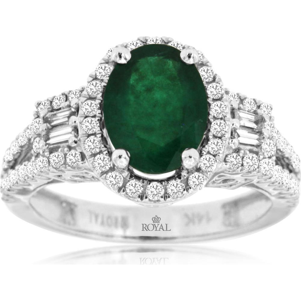 Royal 14K White Gold Emerald & Diamond Ring - Timeless Elegance and Sophistication