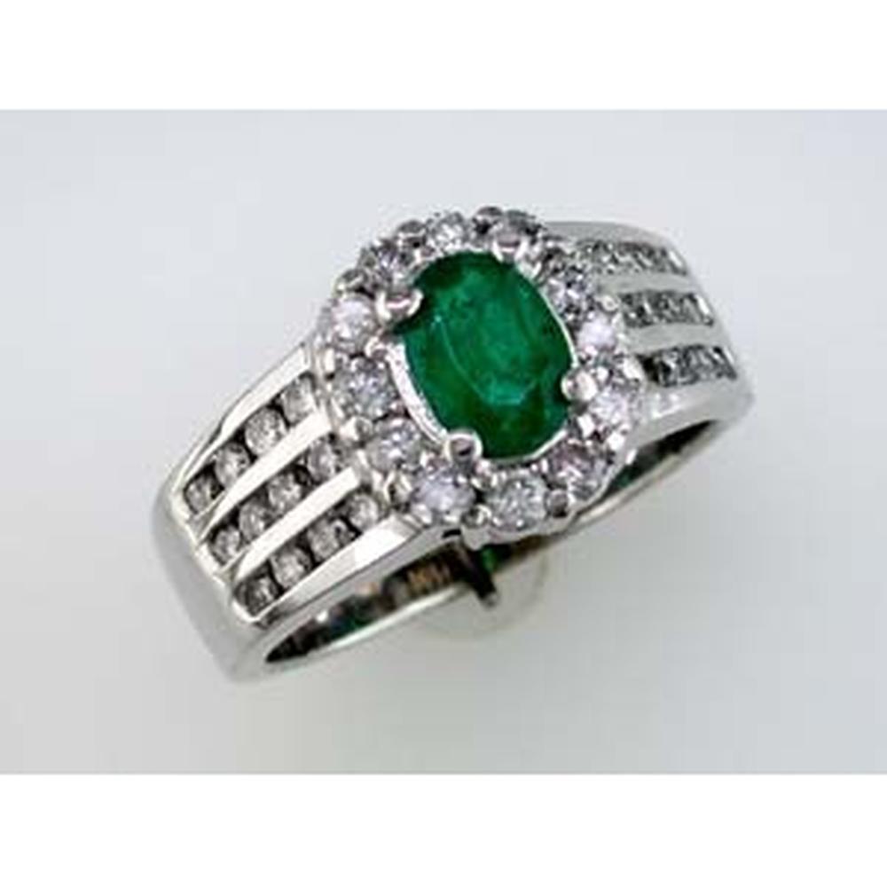 Royal 14K White Gold Emerald & Diamond Ring - Timeless Elegance in Every Detail