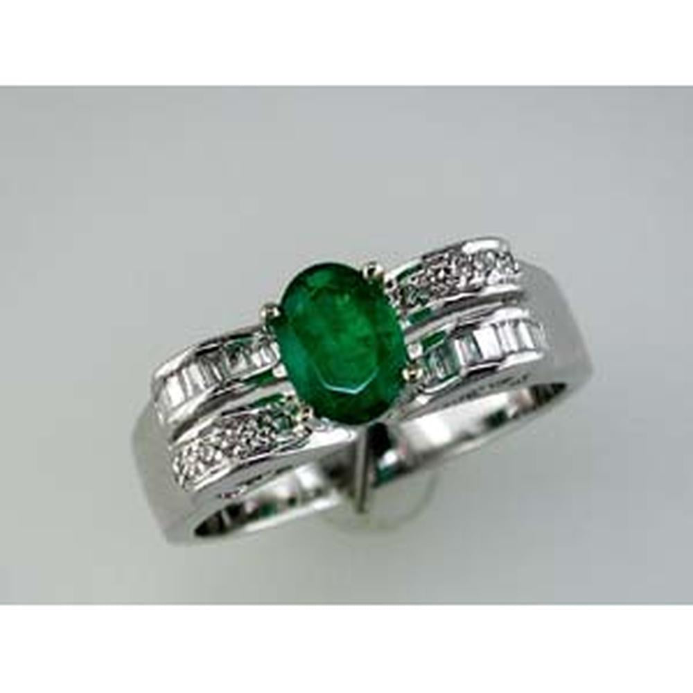 Royal 14K White Gold Emerald & Diamond Ring - Timeless Elegance in Nature's Hues