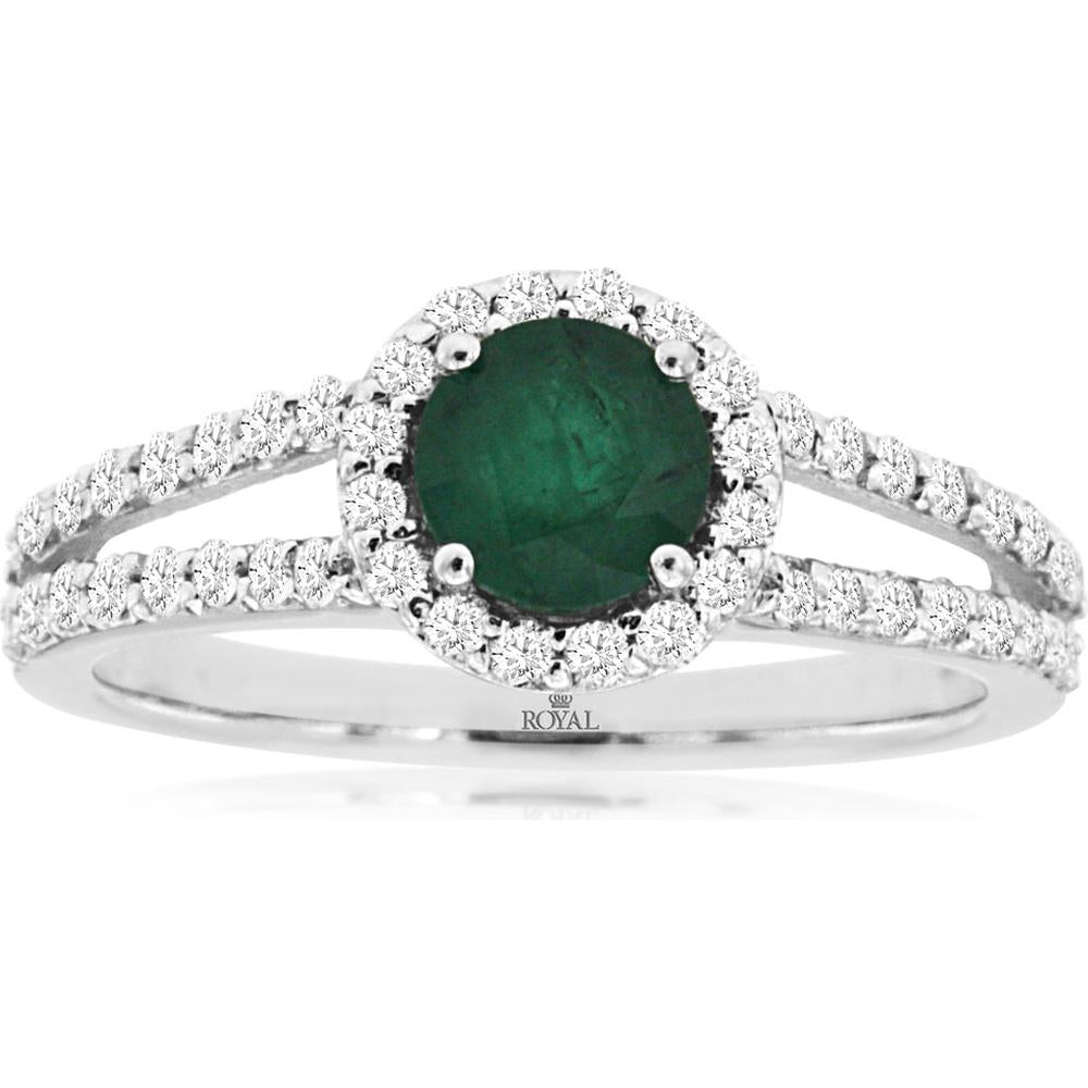 Royal 14K White Gold Emerald & Diamond Ring - Timeless Elegance