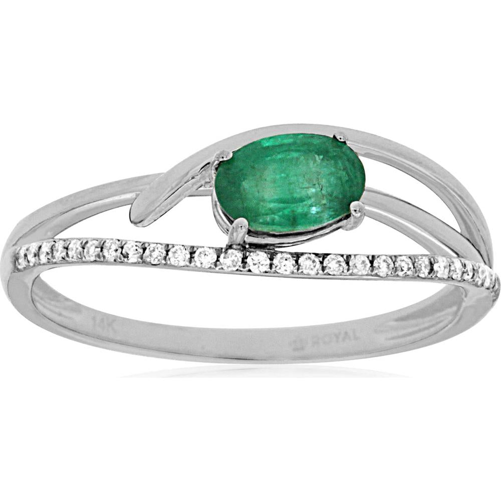 Royal 14K White Gold Emerald and Diamond Ring - Timeless Elegance