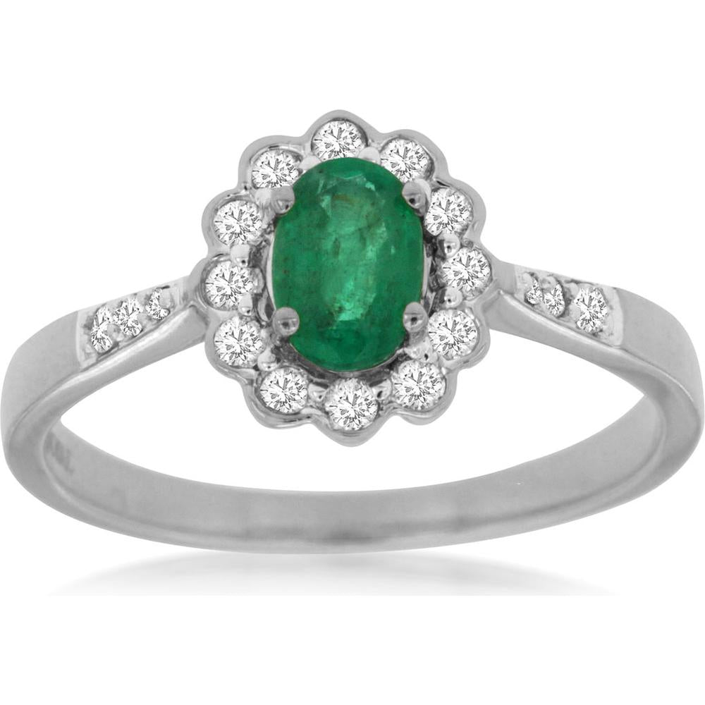 Royal 14K White Gold Emerald & Diamond Ring - Timeless Elegance