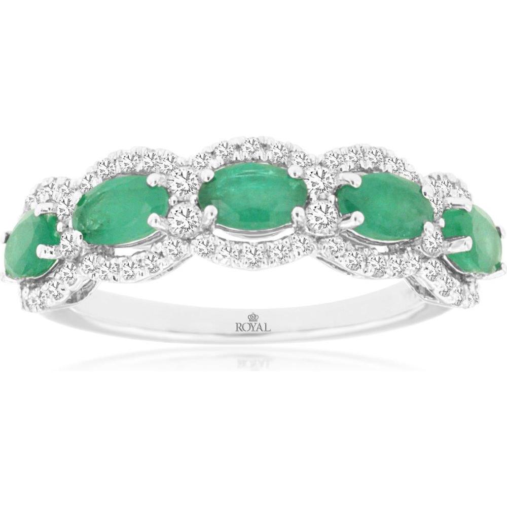 Royal 14K White Gold Emerald and Diamond Ring - Timeless Elegance