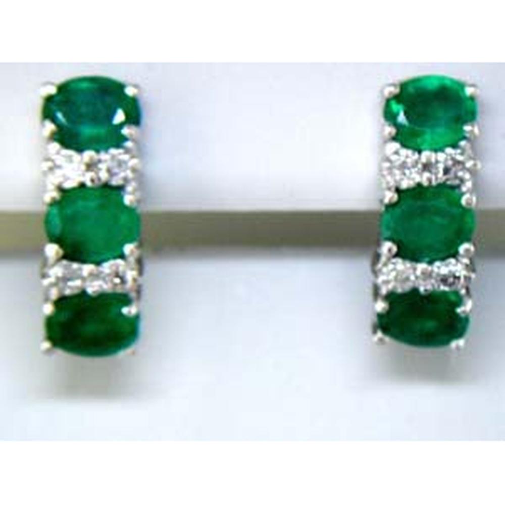 Royal 14K White Gold Emerald and Diamond Statement Earrings