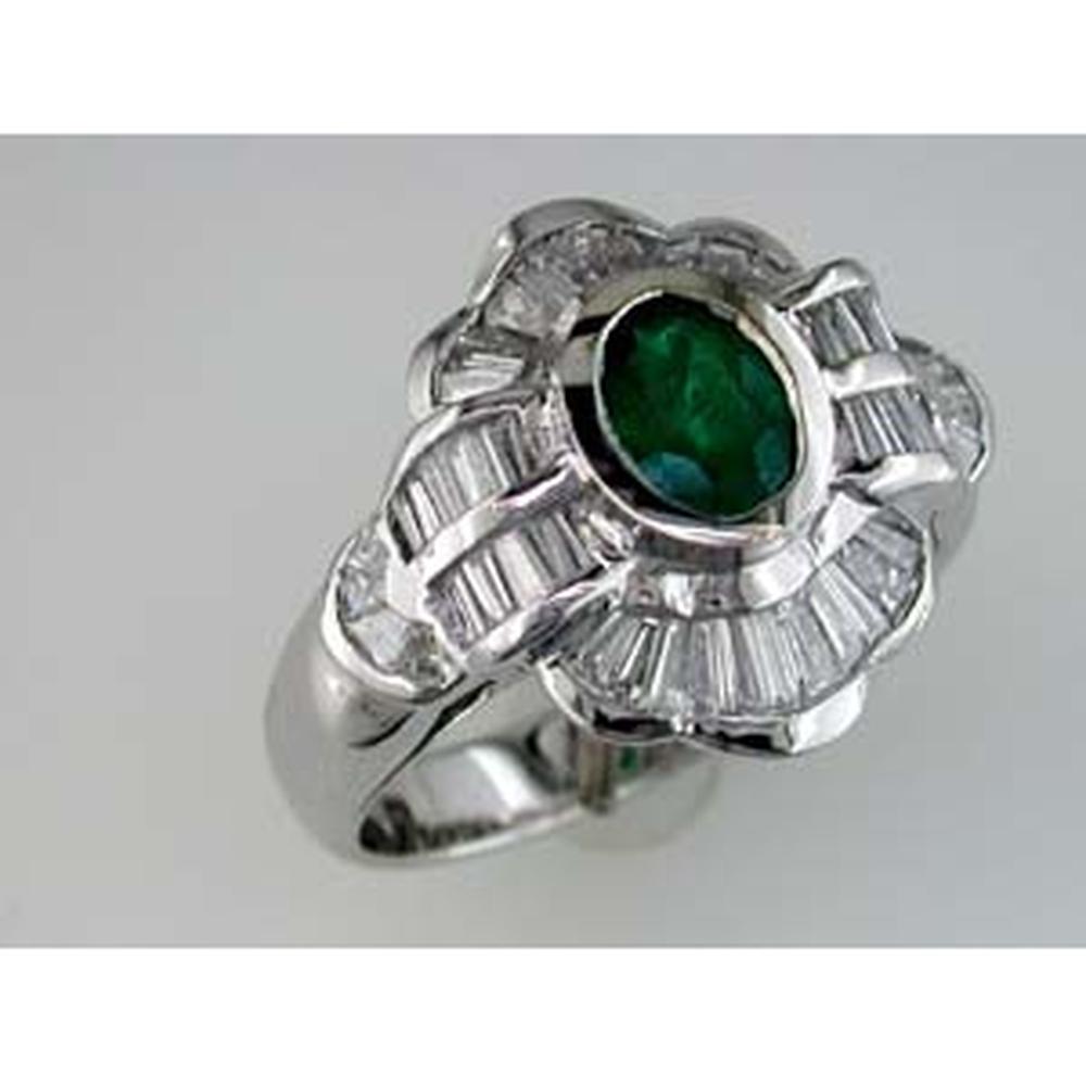 Royal 14K White Gold Emerald and Diamond Statement Ring - 1.52 Carat Total Gem Weight