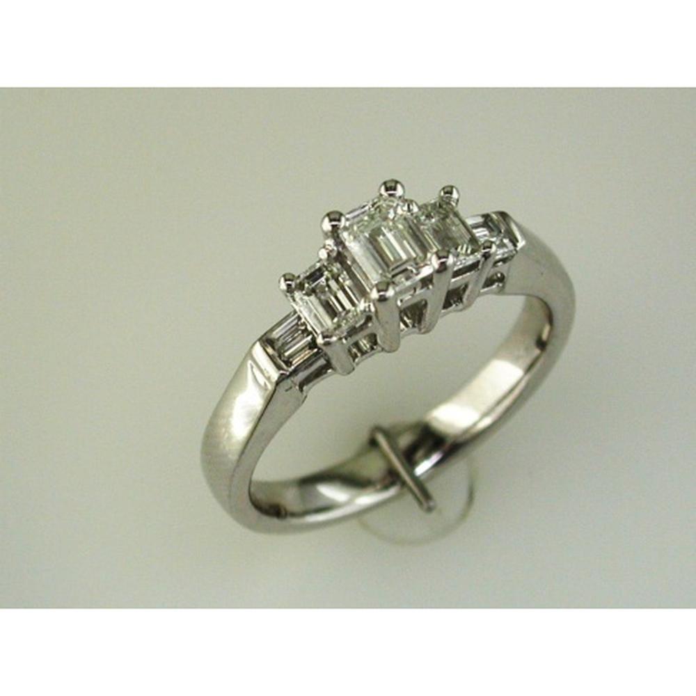 Royal 14K White Gold Emerald-Cut Diamond Engagement Ring - 0.78 Carat