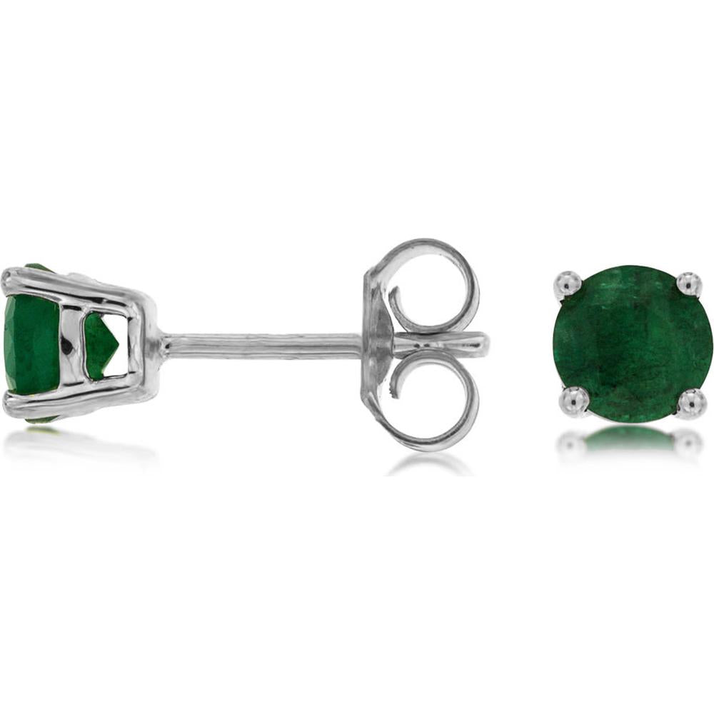 Royal 14K White Gold Emerald Stud Earrings - Timeless Elegance