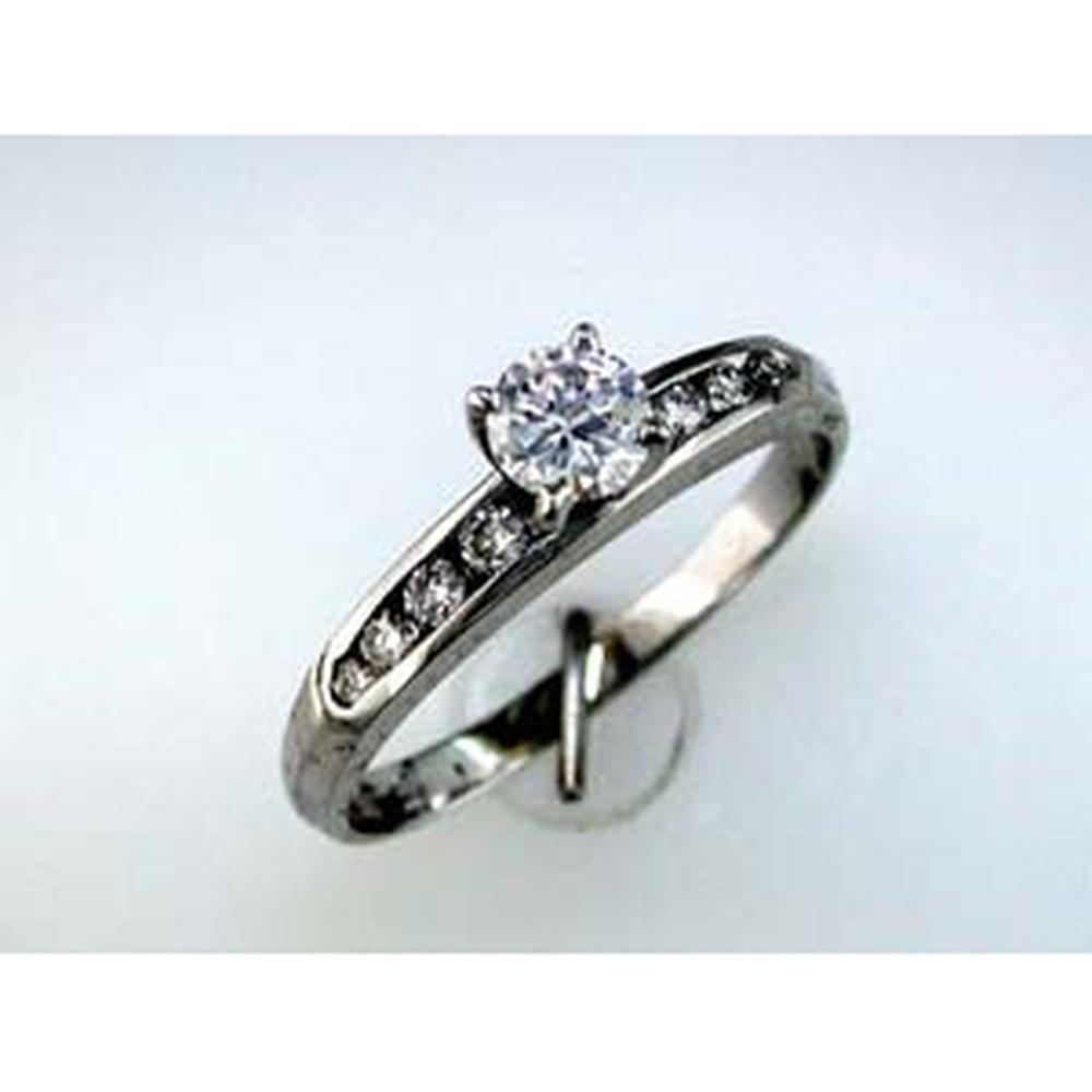 Royal 14K White Gold Engagement Ring with Round-Cut Diamonds - 0.50 Carats Total Diamond Weight