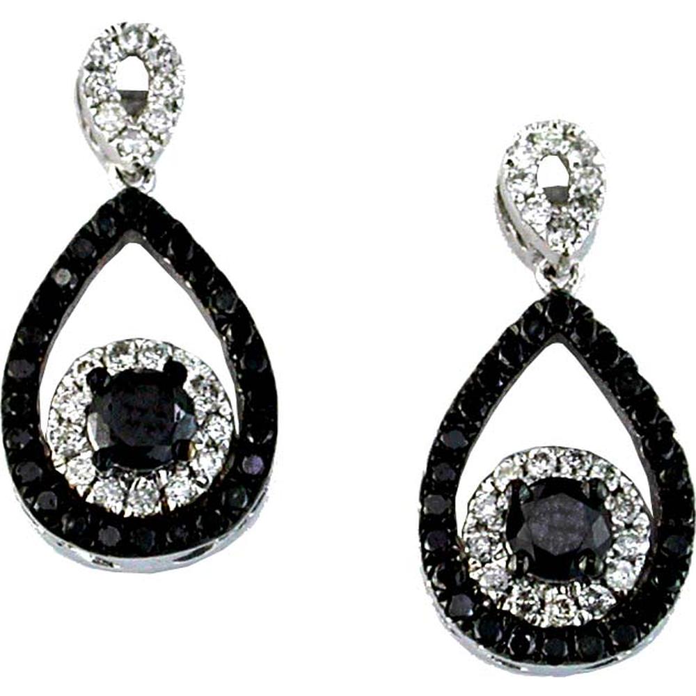 Royal 14K White Gold Enigmatic Black Diamond & Diamond Earrings - 0.92 Carat Total Gem Weight