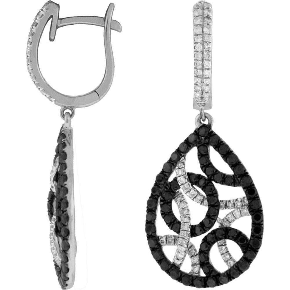 Royal 14K White Gold Enigmatic Black Diamond Earrings - 1.50 Carat Total Diamond Weight
