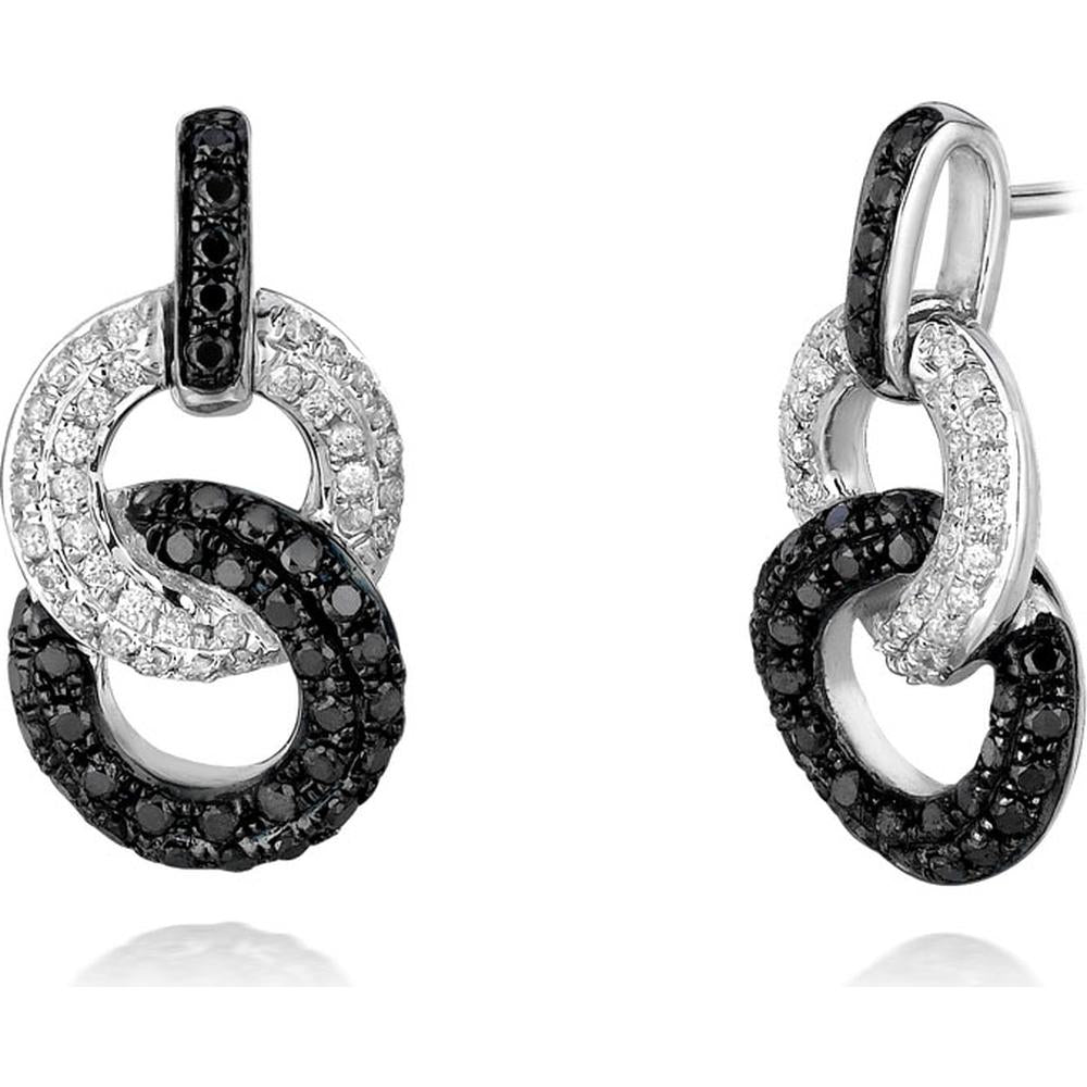 Royal 14K White Gold Enigmatic Diamond & Black Diamond Earrings - 0.70 Carat Total Diamond Weight