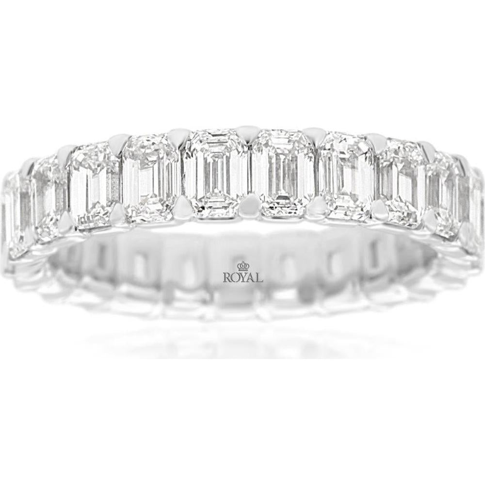 Royal 14K White Gold Eternity Band with Prong Set Emerald-Cut Diamonds - 4.40 Carat Total Diamond Weight