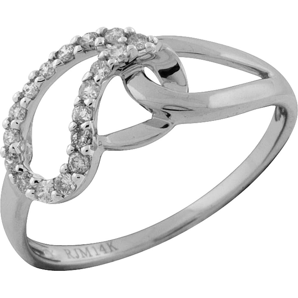 Royal 14K White Gold Free Form Diamond Ring with Round Diamonds - 0.20 Carat Total Diamond Weight